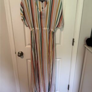 Striped Multicolor Women's Swim Coverup Maxi
